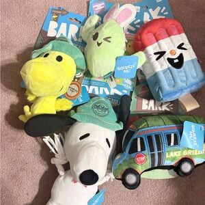 Bark Dog Toy Set - NEW All dog sizes 5 toys, snoopy, Woodstock, popsicle